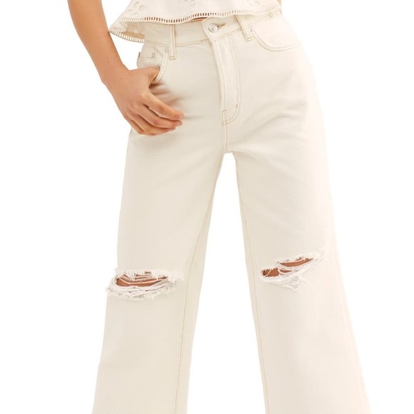 Free People Distressed Cropped Denim - Picture 1 of 2